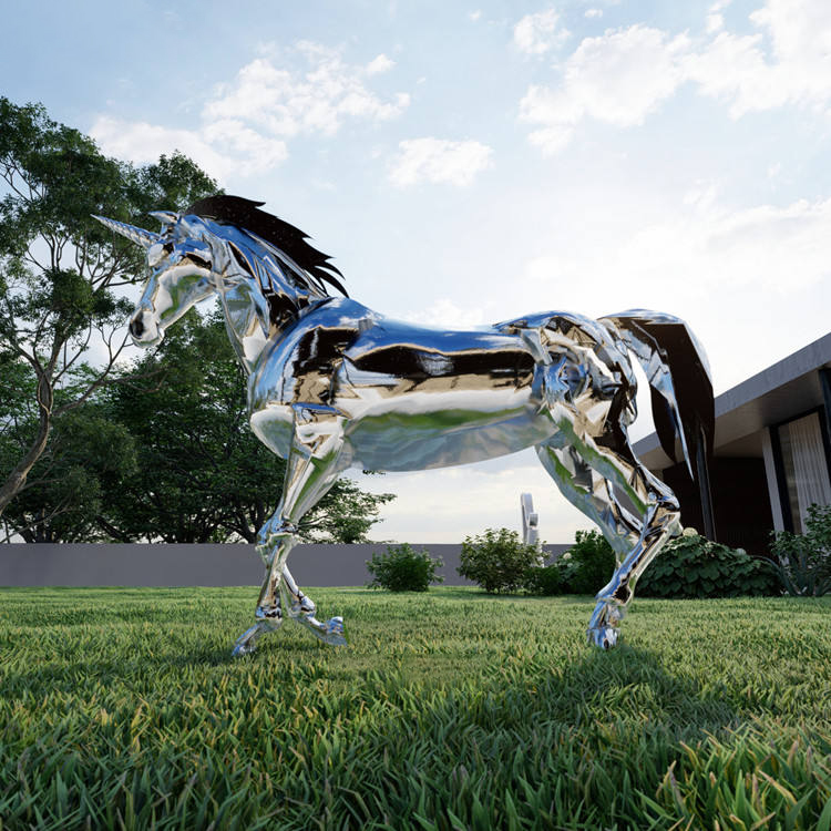 stainless steel unicorn sculpture (3)