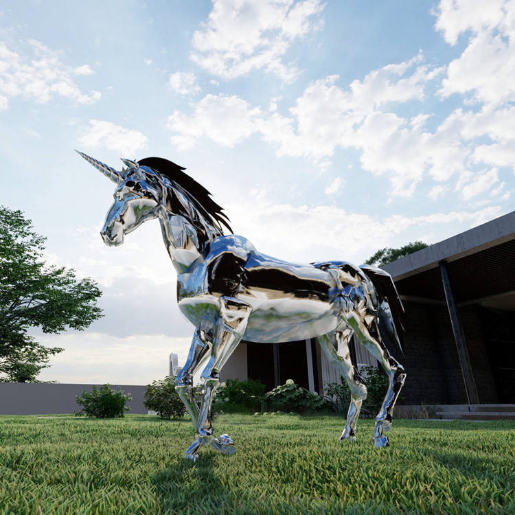 stainless steel unicorn sculpture (7)